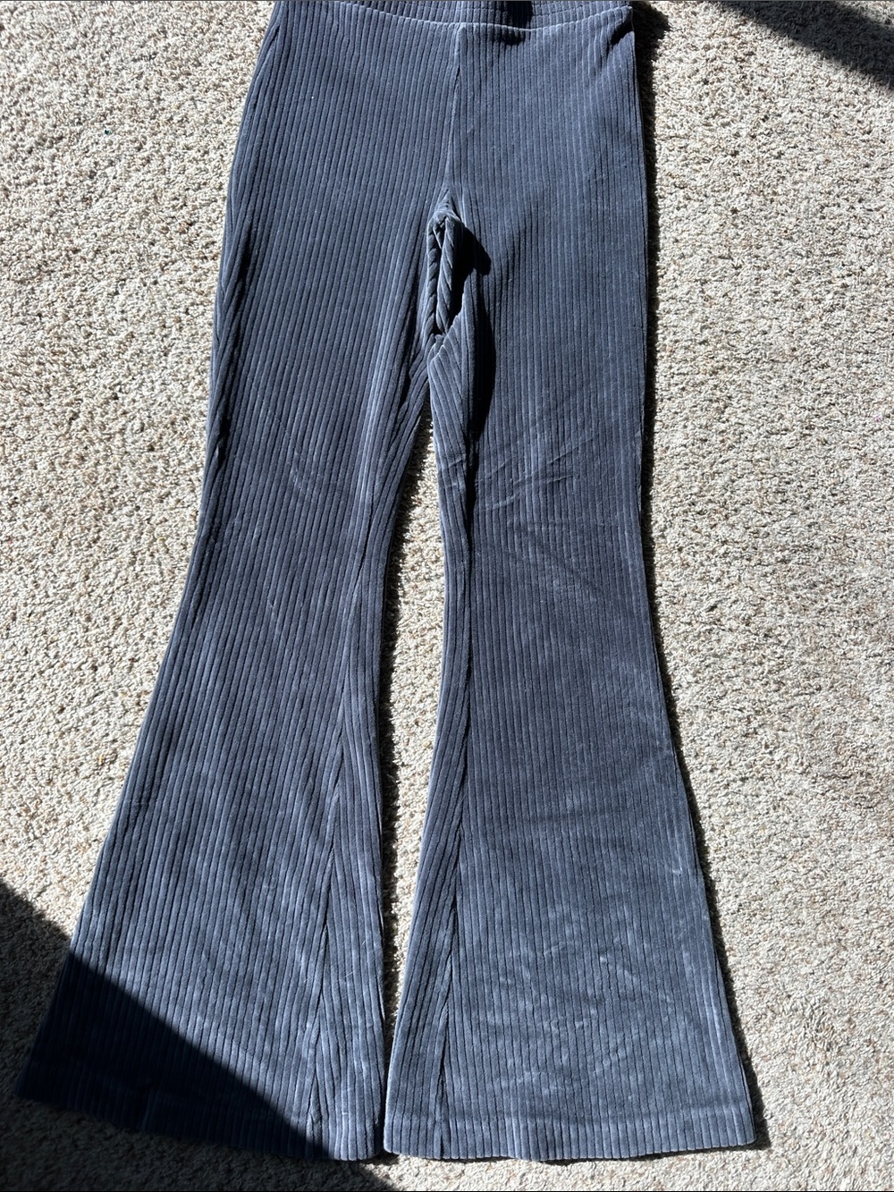 Ribbed Flare Pants - dark grey